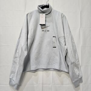 Nike Women's Gray Turtleneck Corduroy Fleece Sweatshirt DQ6924-043 Large